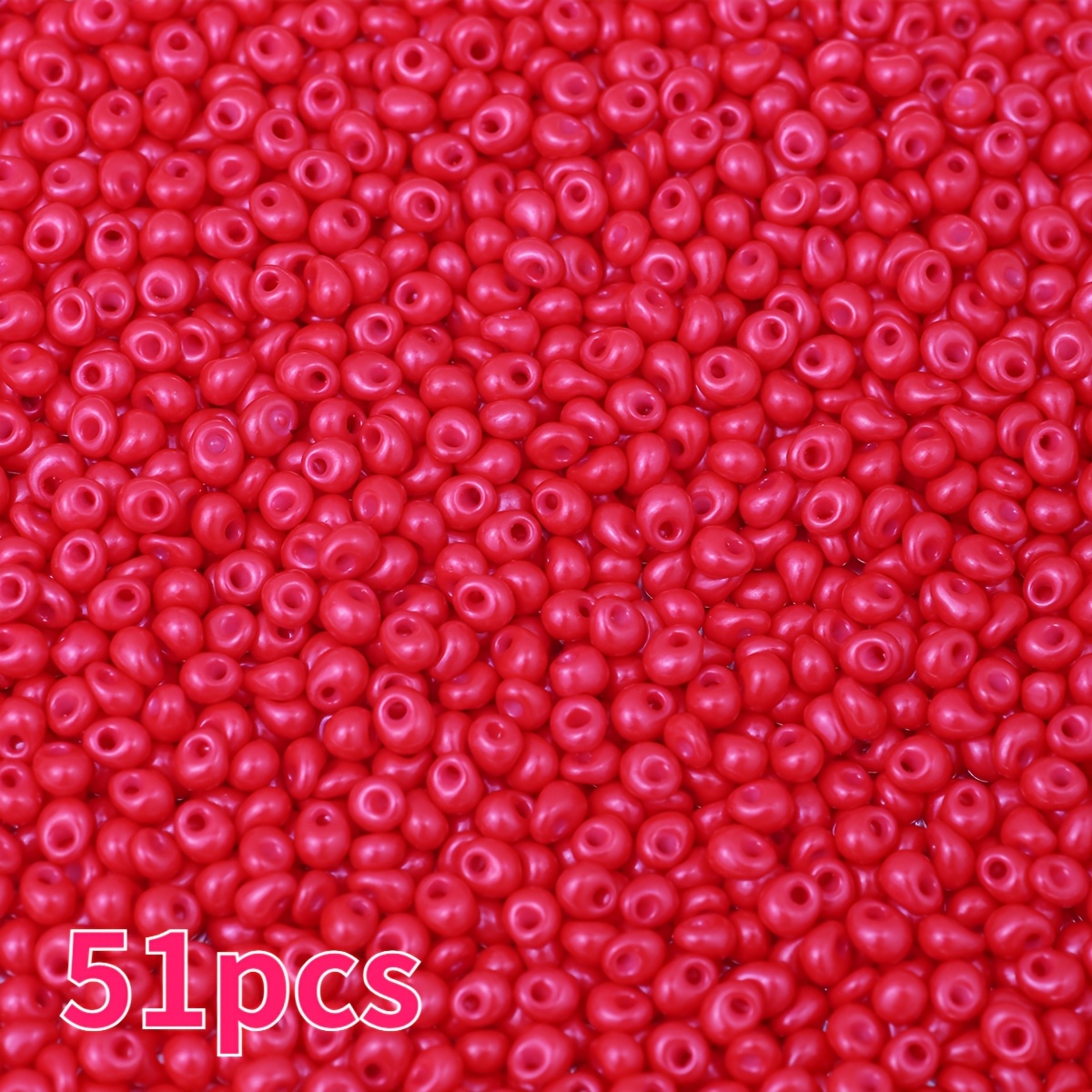 51pcs Colorful Glass Medium-Hole Waterdrop Beads for DIY Jewelry Making